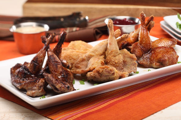 53022  Quail Halves, Marinated, Wingless, 1.6oz avg, 6/12 ct
